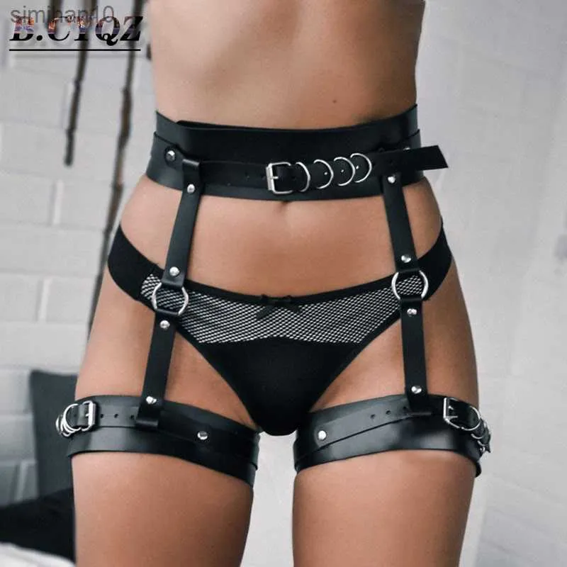 B.CYQZ Leather Harness Women Garter Belt Goth Leg Cage Suspender Sexy Body Bondage Wedding Garter BDSM Erotic Party Accessories L230518