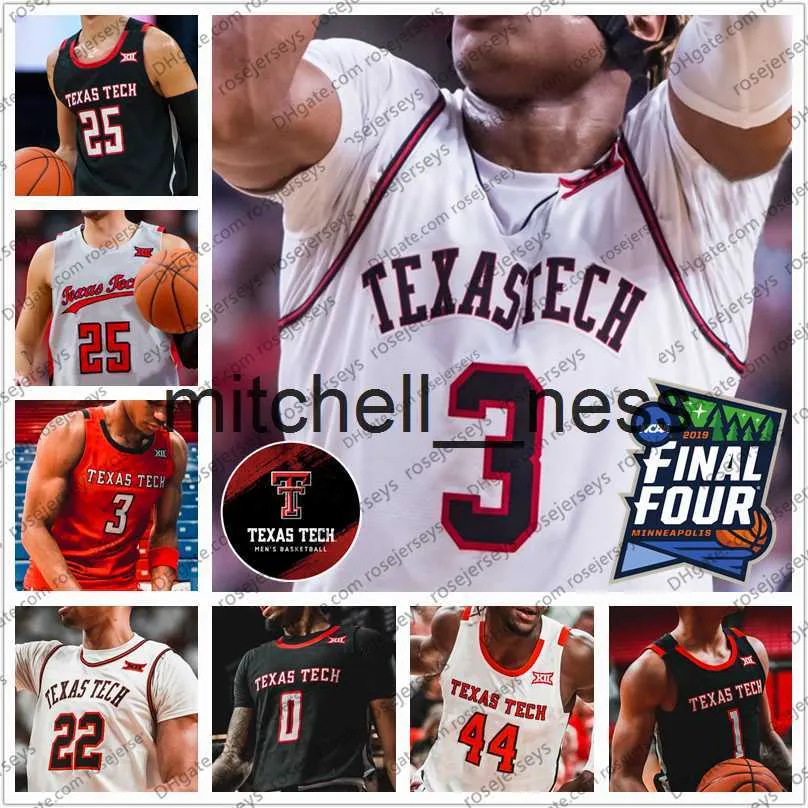 Mit8 TTU Texas Tech 2020 Basketbal #0 Kyler Edwards 1 Shannon Jr. 15 Kevin McCullar 22 TJ Holyfield Ramsey Heren Jeugd Kid Jerseys 4XL