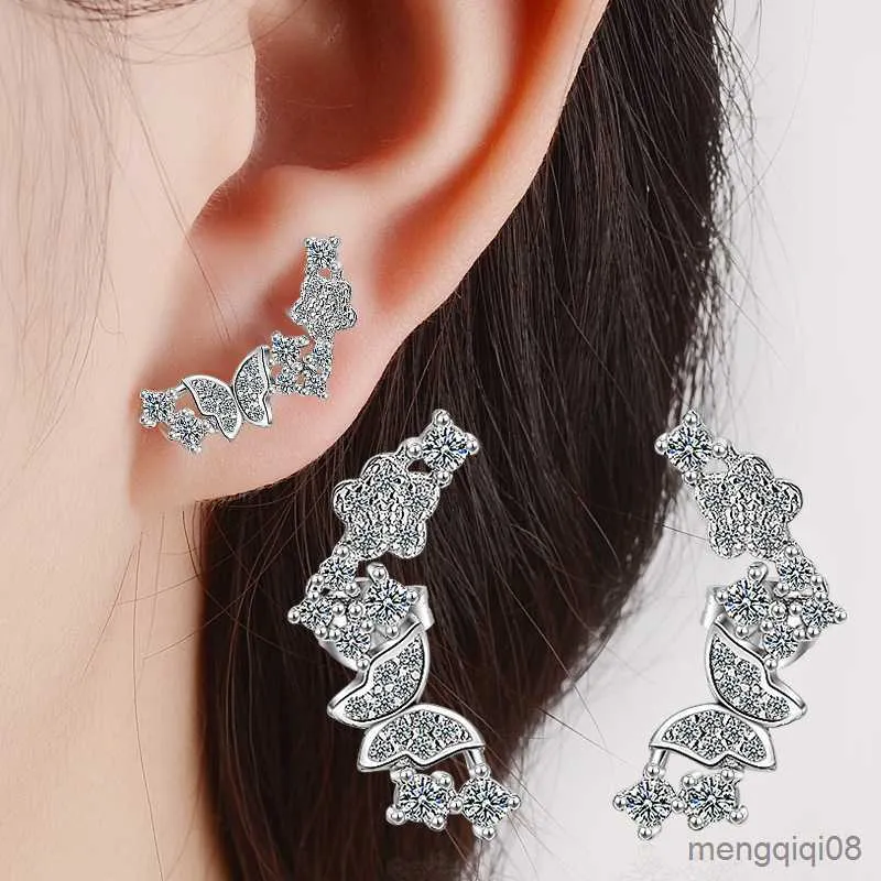 Charme De Mode Argent Aiguille De Luxe Cristal Boucles D'oreilles Papillon Conception Déclaration Boucle D'oreille Pour Les Femmes Fille Oreille Bijoux Cadeau R230605