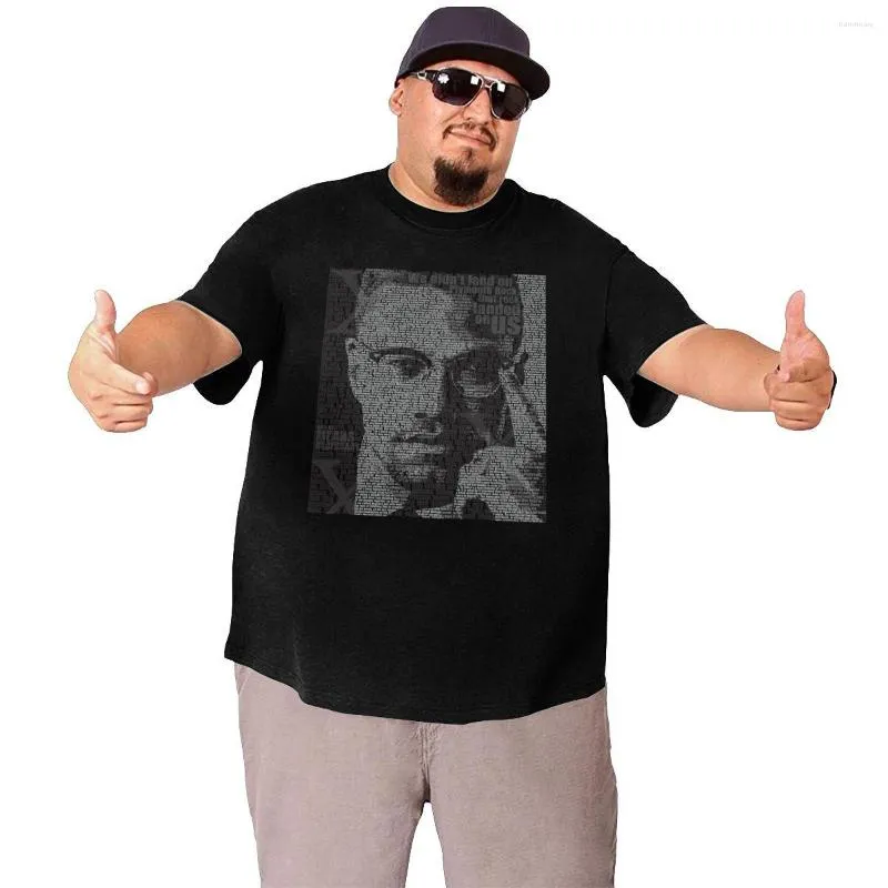 Men's Polos Malcolm X T-Shirt Big Tall Tees Plus Size 4XL 5XL 6XL Tops  Vintage T Shirt Black T-shirts For Men