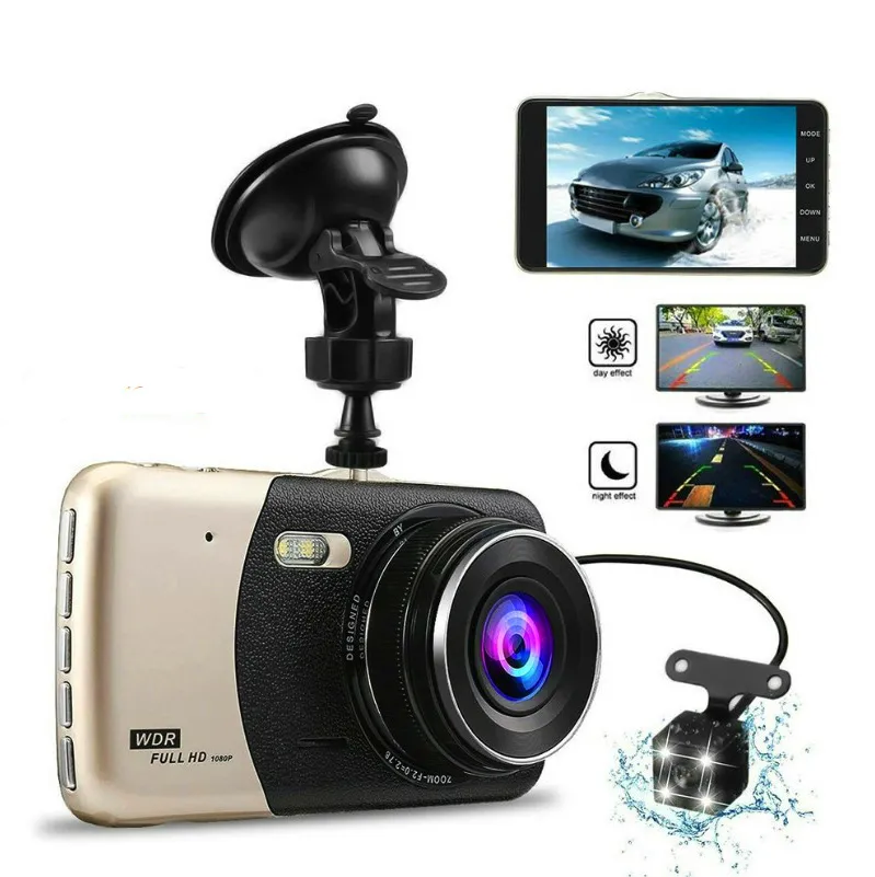 Carro DVR 4.0" IPS Dual Lens Câmera de Carro Auto DVR Camcorder Full HD 1080p Visão Noturna Dash Cam Estacionamento Gravador de Vídeo Registrador A21