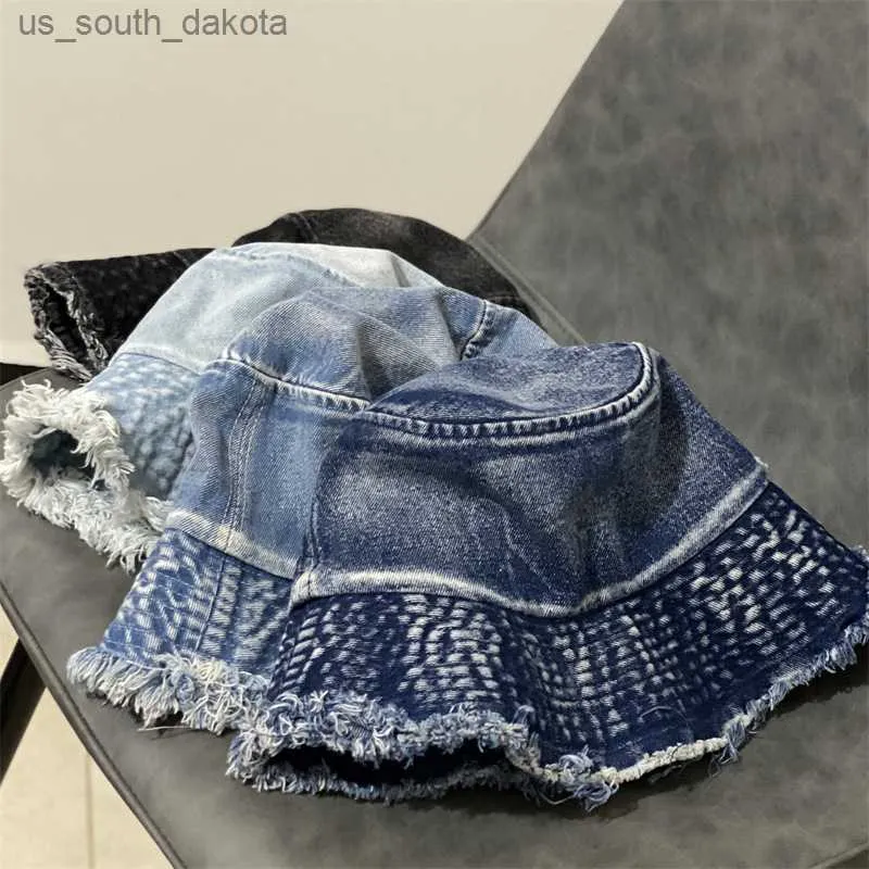 Unisex Tassel вымытая джинсовая шляпа для женщин для женщин, винтажные складные хлопковые панамы Bob Cap Gorros.