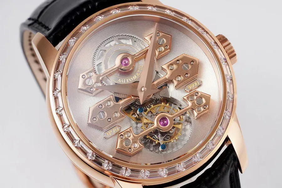 41mm montre homme LA ESMERALDA TOURBILLON A SECRET montre-bracelet designer mouvement mécanique or rose diamants saphir étanche Relojes de lujo lusso Orologio