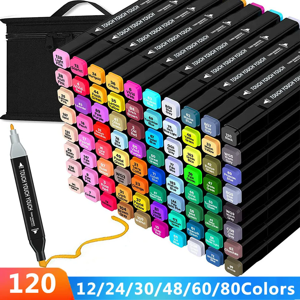 12pcs Colored Drawing Marker Pens Set, Dual-tip Sketch Pens For Comic,  Sketch, Art School Supplies