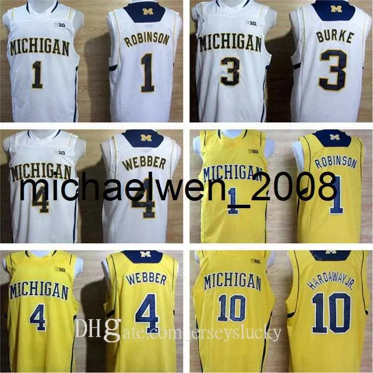 Mi08 College Michigan Wolverines Tim Hardaway Jr 1 Glenn Robinson III 3 Trey Burke Chirs Webber 41 Glen Rice Basketball Jerseys Shirt Size S-2XL