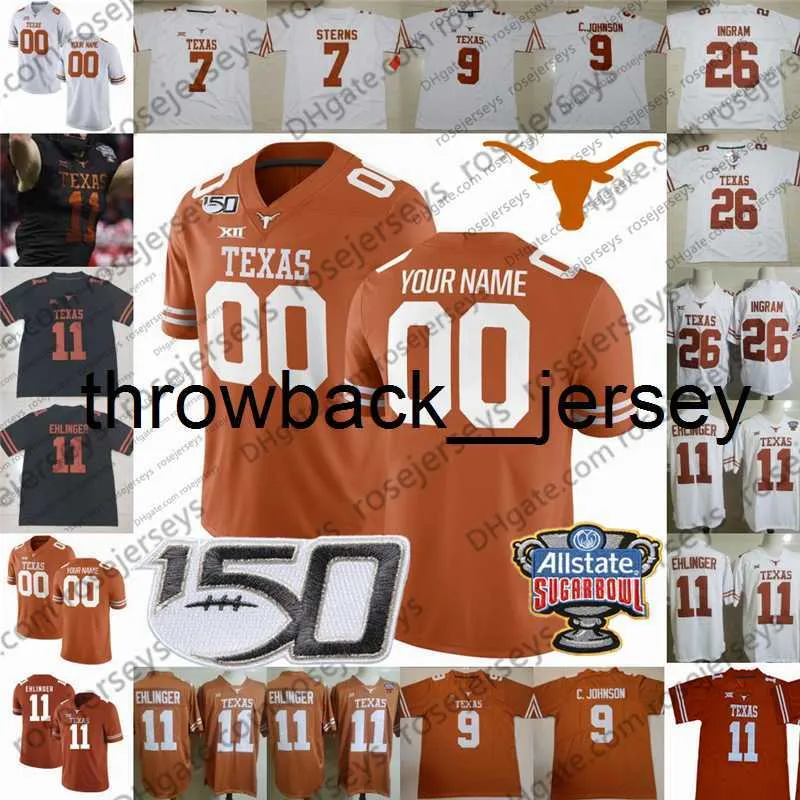 Thr Custom 2020 Texas Longhorns #12 Earl Thomas III Colt McCoy 10 Vince Young 20 Earl Campbell 34 Ricky Williams Men Youth Kid Football Jersey