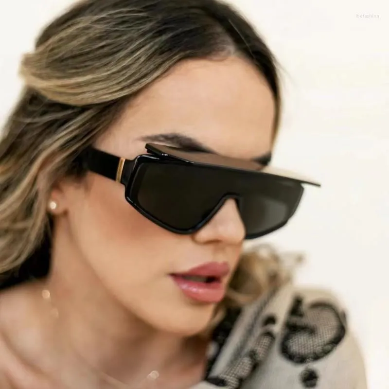 Güneş Gözlüğü 2023 Fashionpunk Sports Kadın Marka Tasarımcısı Y2K Tek Parça Gözlük Lüks Erkekler Goggle Shades UV400 Lagre Gözlük