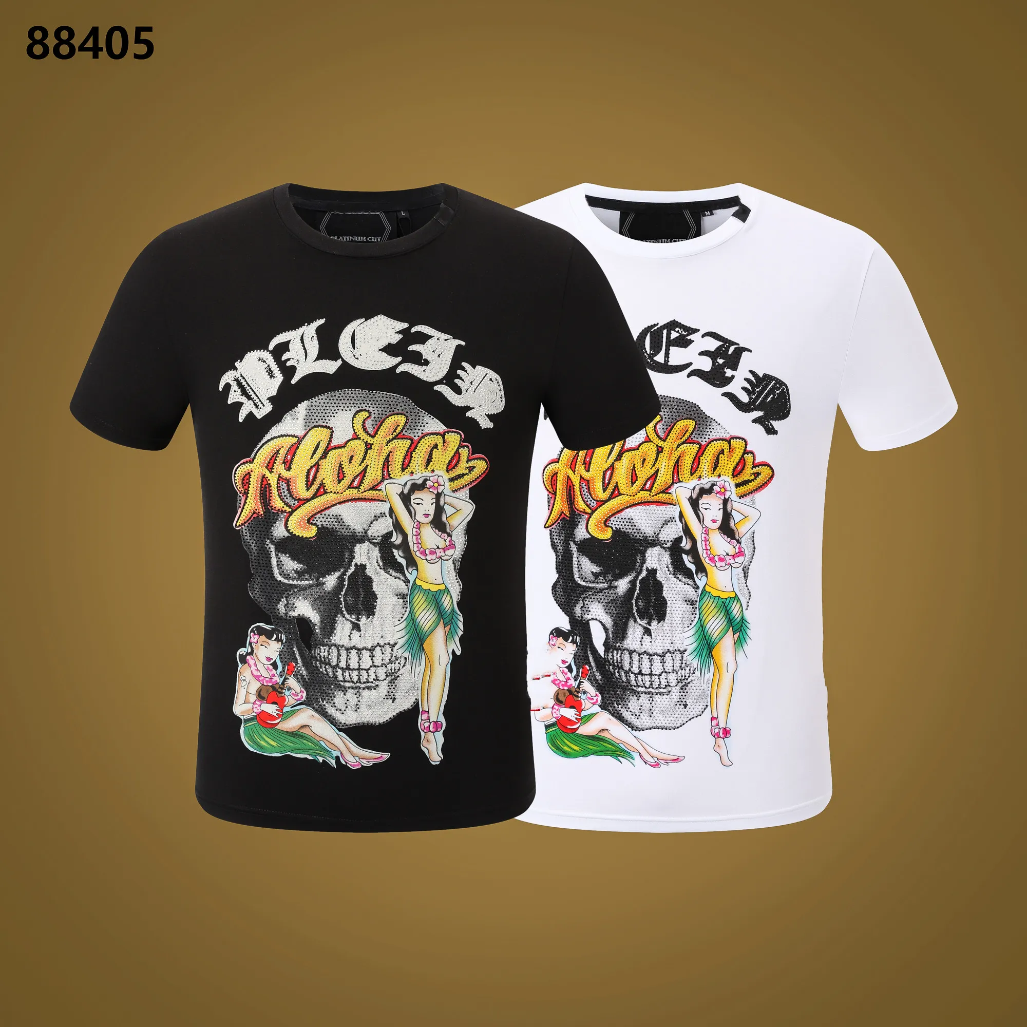 Филипп простая футболка PP Mens Designer Tshirts Brand Clothing Мужская страза с тазом