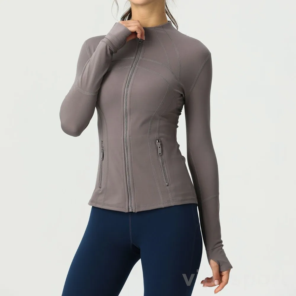 Lu Aliign Lu Zdefiniuj jogę Kobiet sportowy sportowy płaszcz z długim rękawem Ćwiczenie na zewnątrz kurtki sportowe