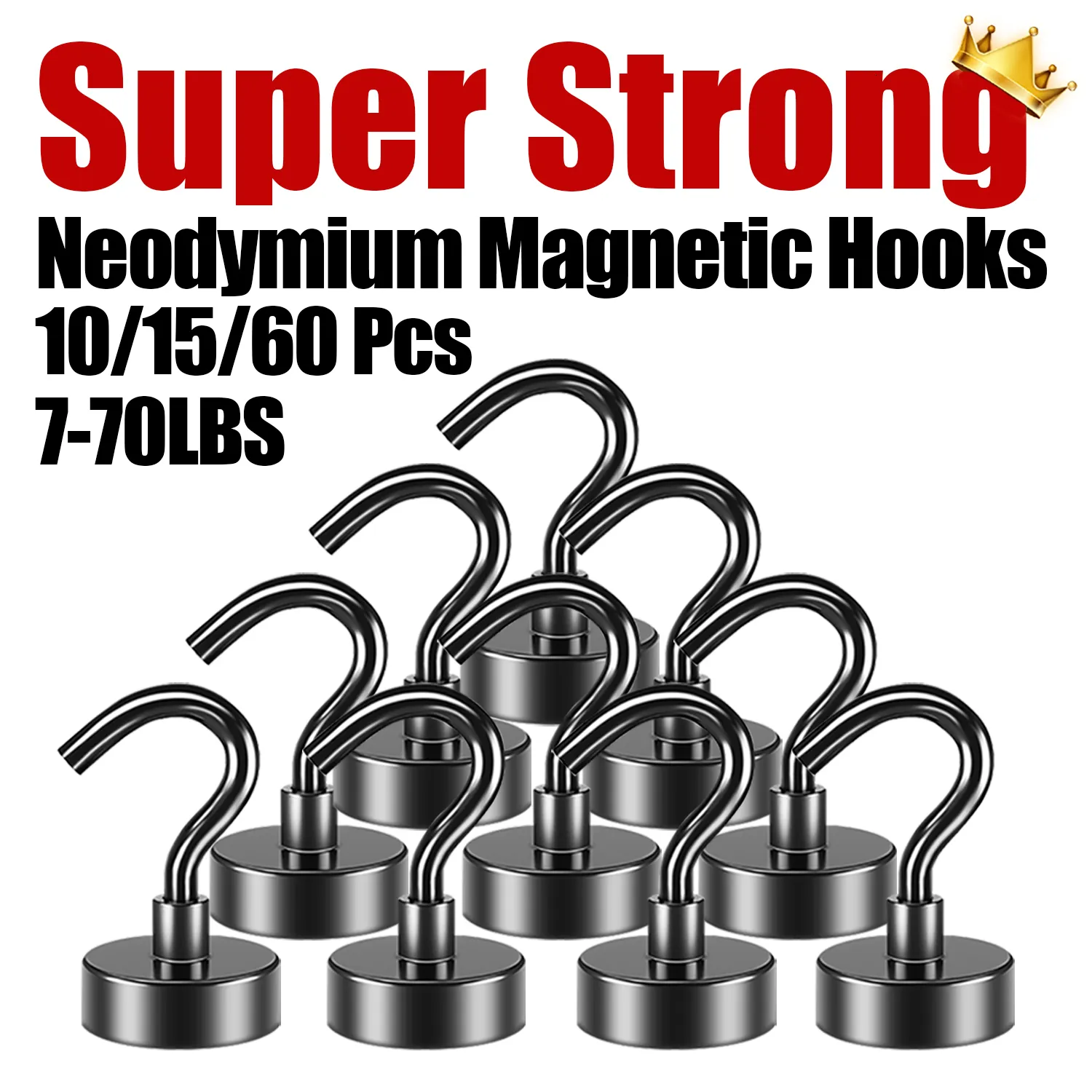Hooks Rails 10/15/60st kraftfulla magnetkrokar Svart magnetiska krokar kraftfulla magnetiska krok Neodymmagnet krokar för kök 230605