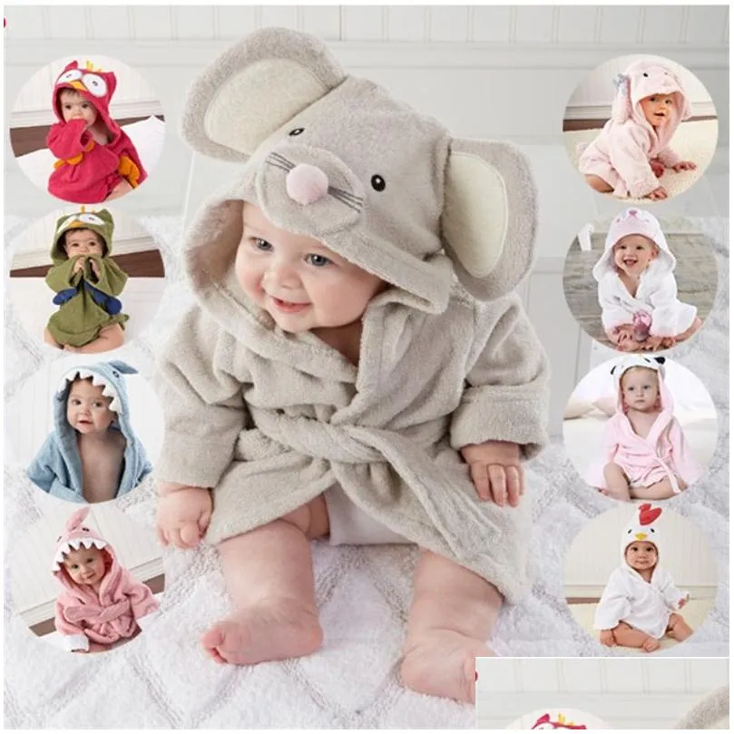 Cute Animal Shaped Bathrobes For Baby Kids Cotton Bathoos With