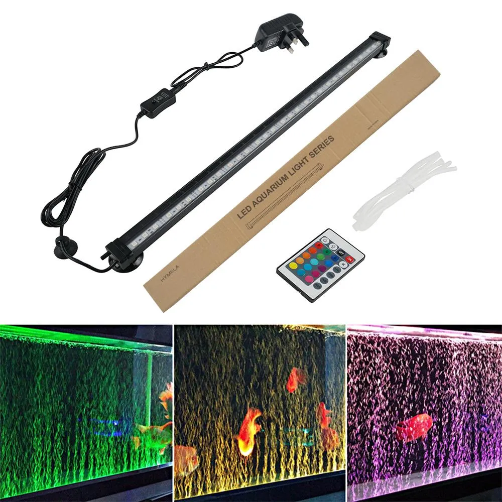 Lightings Waterproof LED Aquarium Lights Fish Tank Light UK US AU Plug Bar Underwater Bubble Curtain Lamp Aquatic Decor RF Control