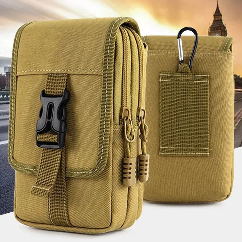 EDC Molle Bag Purse Double Layer Outdoor Waterproof Military Waist Fanny Pack Men Phone Pouch Camping Hunting Tactical Waist Bag