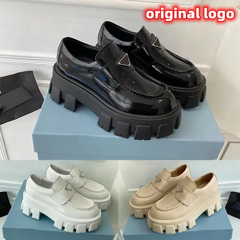 Monolith Casual Shoes loafers läder loafer kvinnor cowhide sneakers tofflor tjock botten sko gummi plattform klänning sko klassisk patent matt sneaker