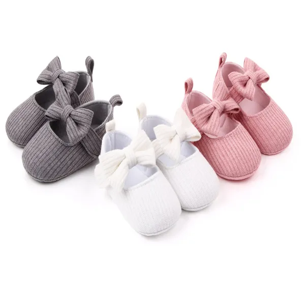 Printemps et automne 0-1 ans bébé princesse chaussures laine tricoté bébé chaussures semelle souple antidérapant premiers marcheurs chaussures