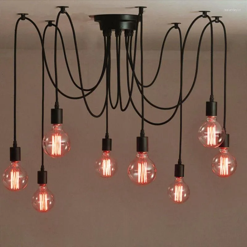 Pendantlampor Moderna nordiska DIY LED -ljus Retro hängande lampa E27 Edison glödlampa spindel takbelysning fixtur för vardagsrumsbutik
