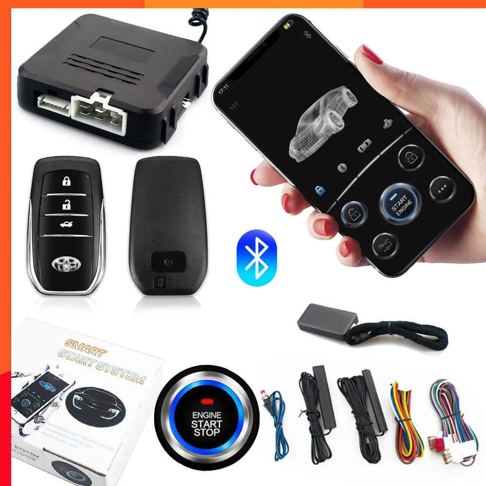 Yeni Araba Uzaktan Başlat Durma Kiti Bluetooth Cep Telefonu Uygulama Kontrol Motoru Kontak Açık Bagaj PKE Anahtarsız Giriş Araba Alarmı