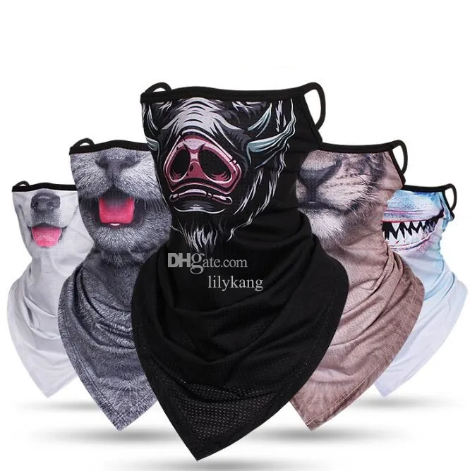 Unisex Women Men Breathable cooling Triangle Bandana Magic Scarves Half Face Cover masks Funny Party costumes masks Sports Ice silk Turban wraps