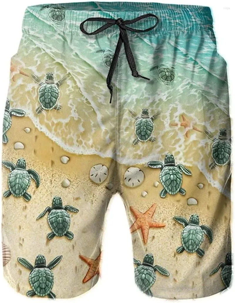 Herren-Shorts, Strandschildkröte, Herren-Badehose, schnell trocknend, Badeanzug, leicht, mit Netzfutter