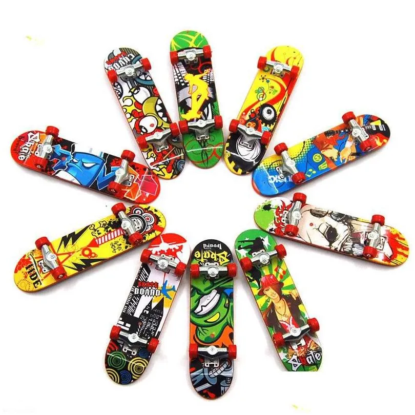 Fahrzeug Spielzeug Kind Spielzeug Kinder Geschenk Drucken Professionelle Legierung Stand Griffbrett Skateboard Mini Finger Boards Skate Truck Für Drop Del DH0U2