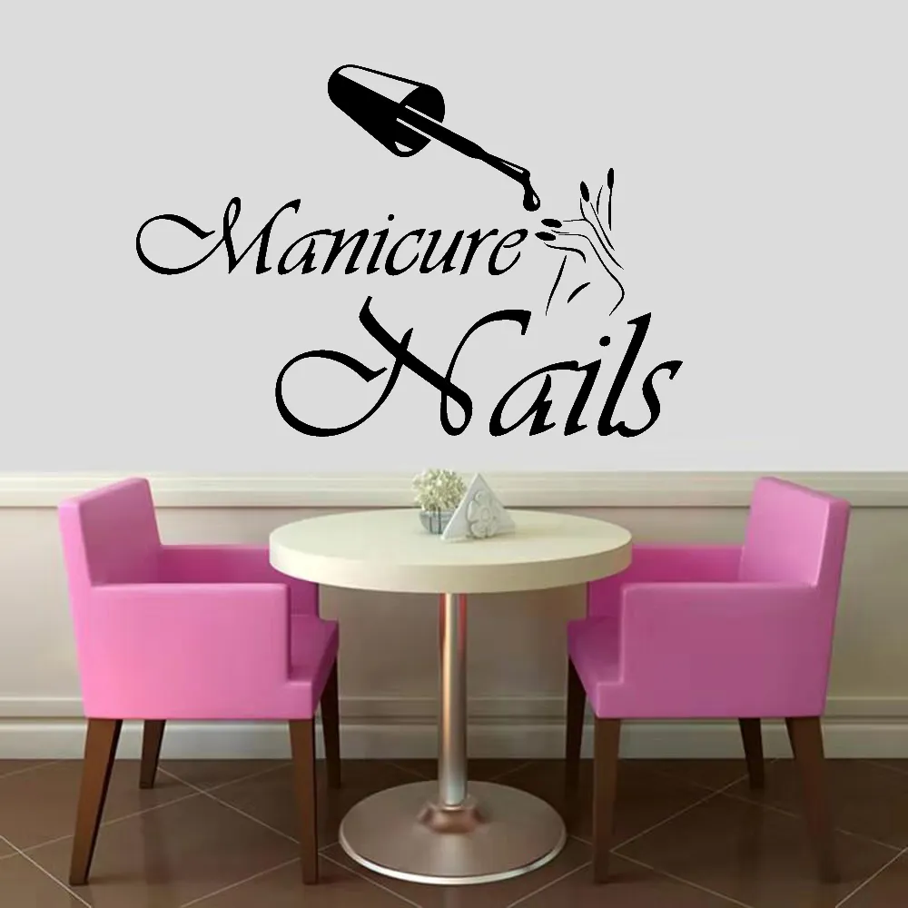 Fashion Vinyl Wall Decal Nails Salon Design Wall Stickers Interior Manicure for Beauty Salon Window Decoration sticker