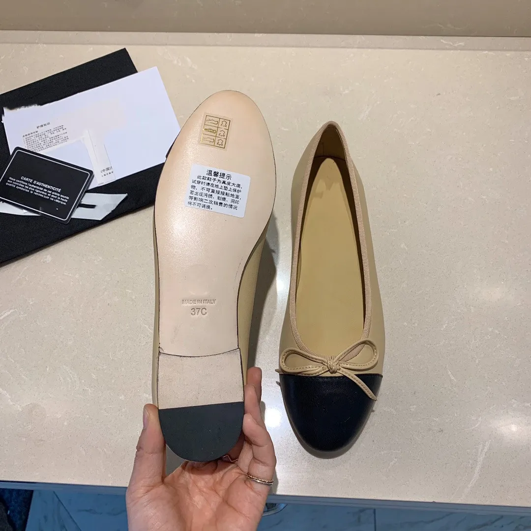 Double C New Ballet Flats Black Lambskin