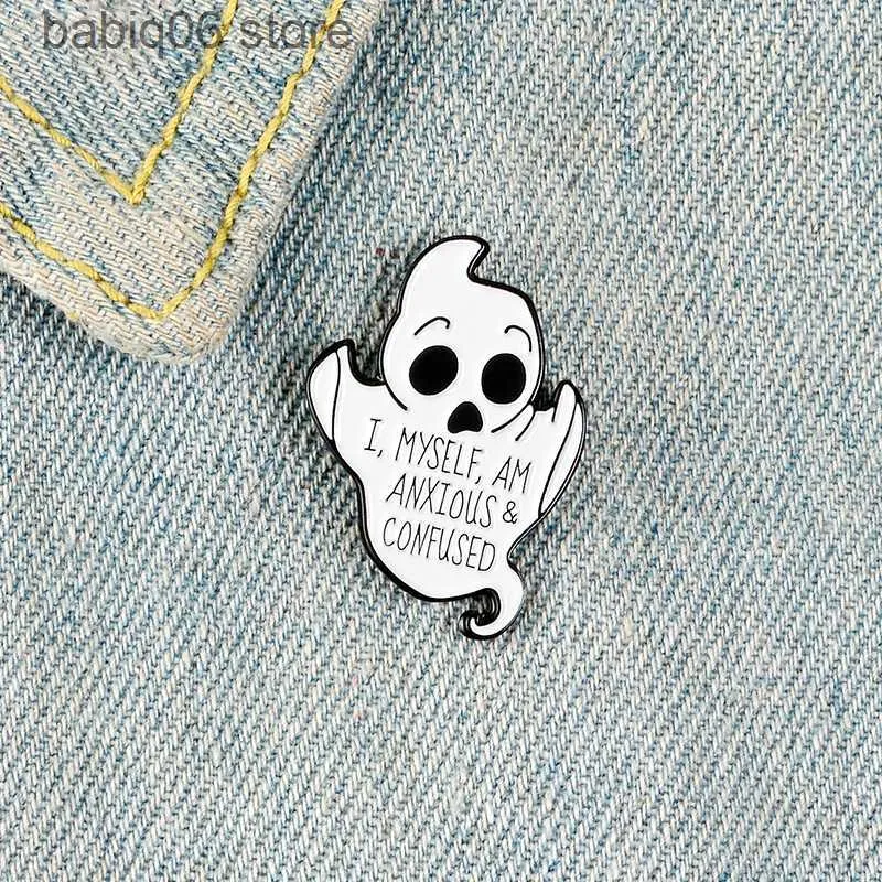 Pins Broches Nueva aleación blanca lindo pequeño fantasma bebé punk broche clip T230605