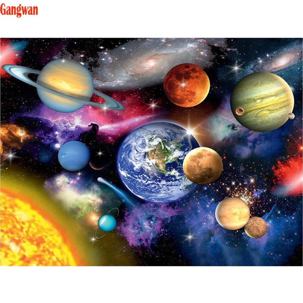 Full SquareRound Drill 5D DIY Diamond Painting Space planet 3D Embroidery diamond Cross Stitch 5D mosaic rhinestone Home Decor