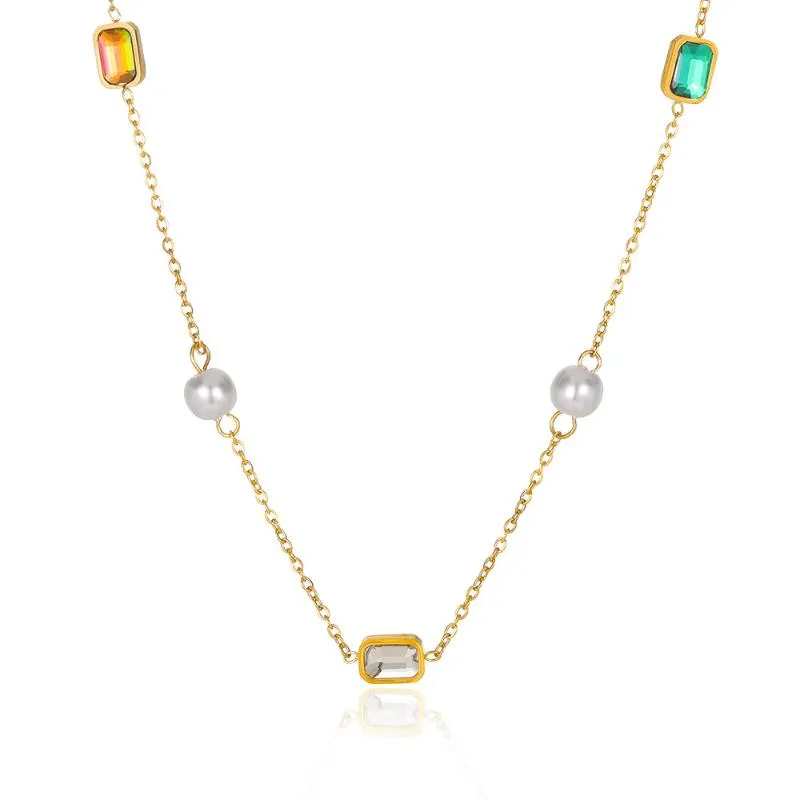 Pendant Necklaces Oct Arrival Women's Stainless Steel Chain Color Shiny Zircon Nick Girl Kids Jewelry Aesthetic_voghion.com