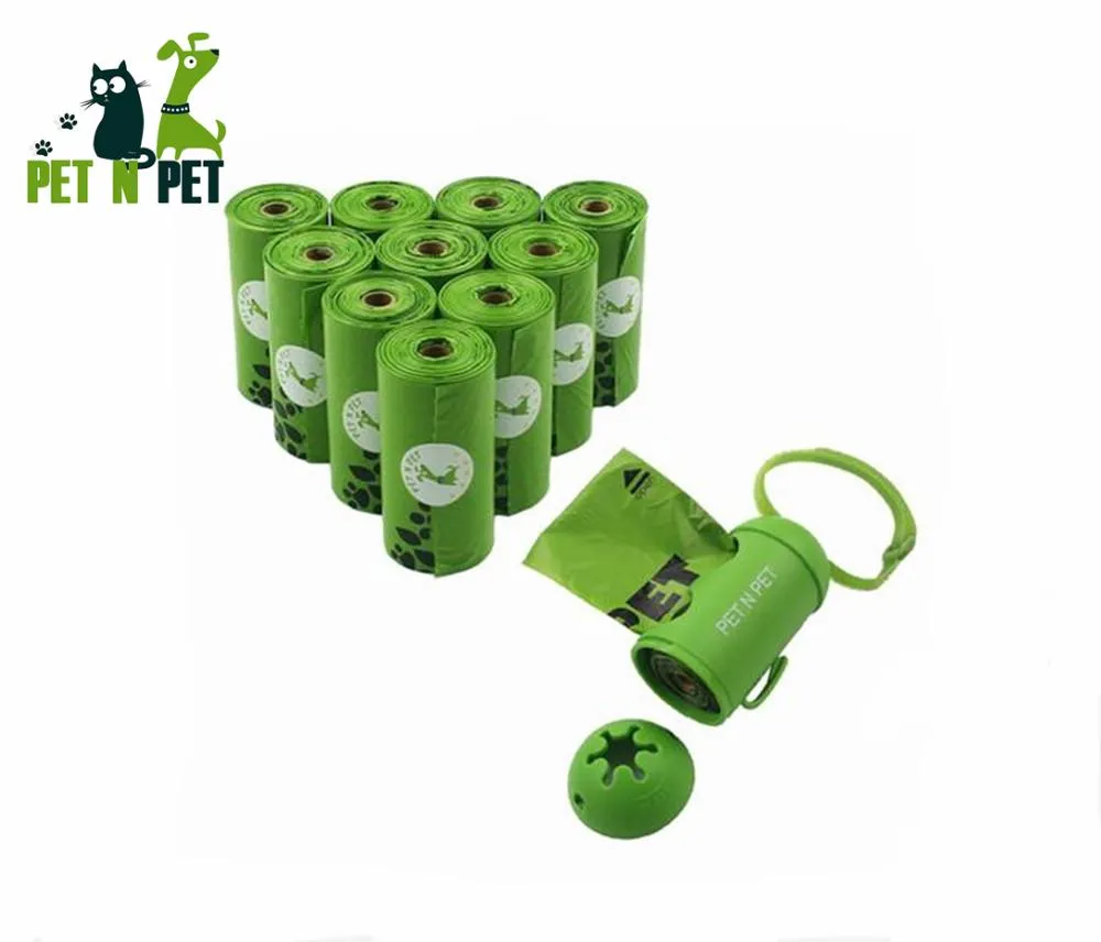 Sacs sacs de merde de chien fournitures respectueuses de la terre 180 comptes 10 rouleaux déchets de chat vert noir Orange sacs de transport avec distributeur de déchets