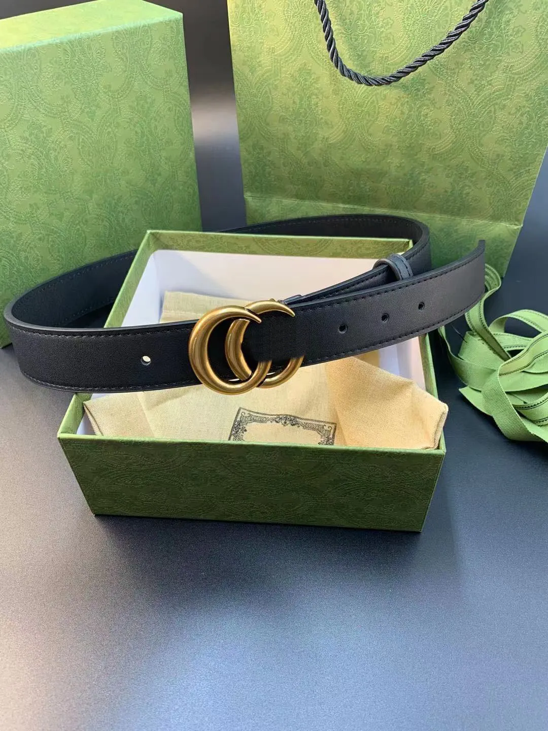Con caja nueva cuero genuino 2.0 2.8 3.4 3.8cm cinturón casual para hombres y mujeres G Business carta de lujo hebilla suave
