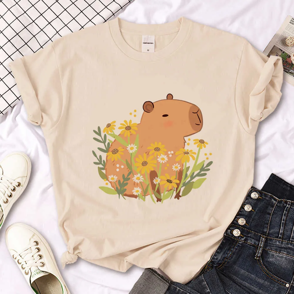 レディースTシャツCapibara Capybara TシャツデザイナーサマーTシャツメンズY2K 2000S日本の服p230603