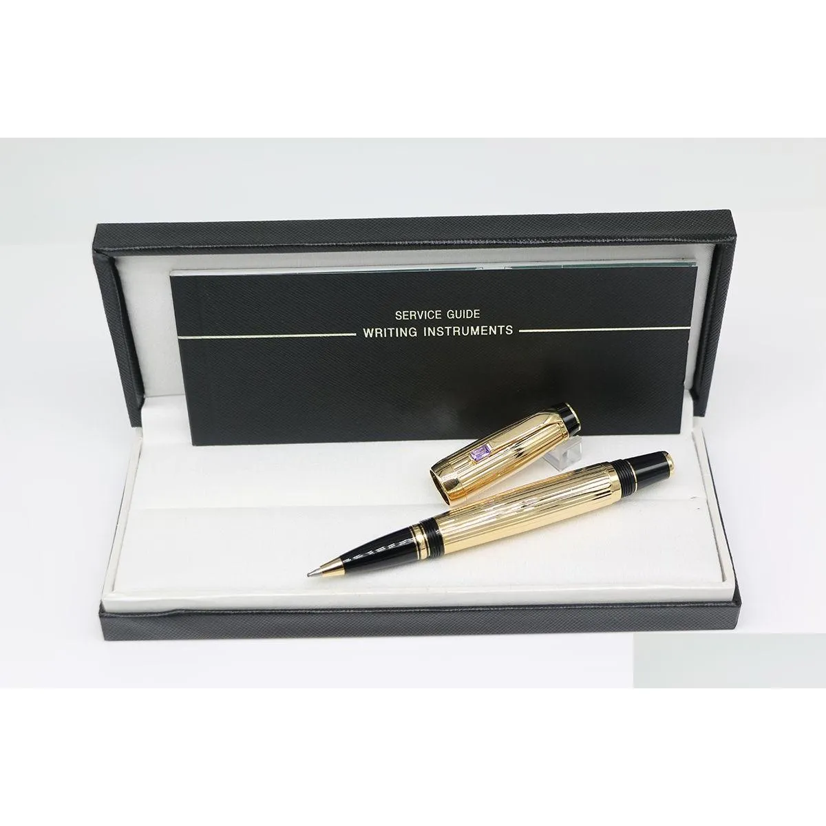 Gel Pens Gold Color Rollerball Pen Office Stationery With Diamond Inlay Trim And Serial Number The Random Delivery Drop School Busin Dh2Wh