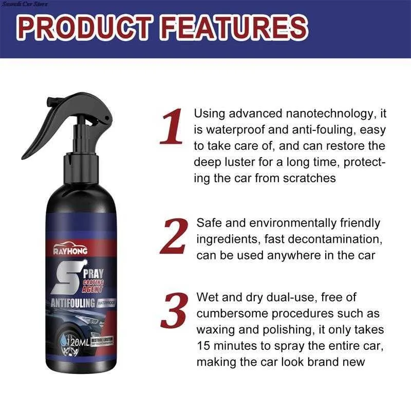 Nouveau 120 Ml 3 En 1 Voiture Anti Encrassement Réparation Spray