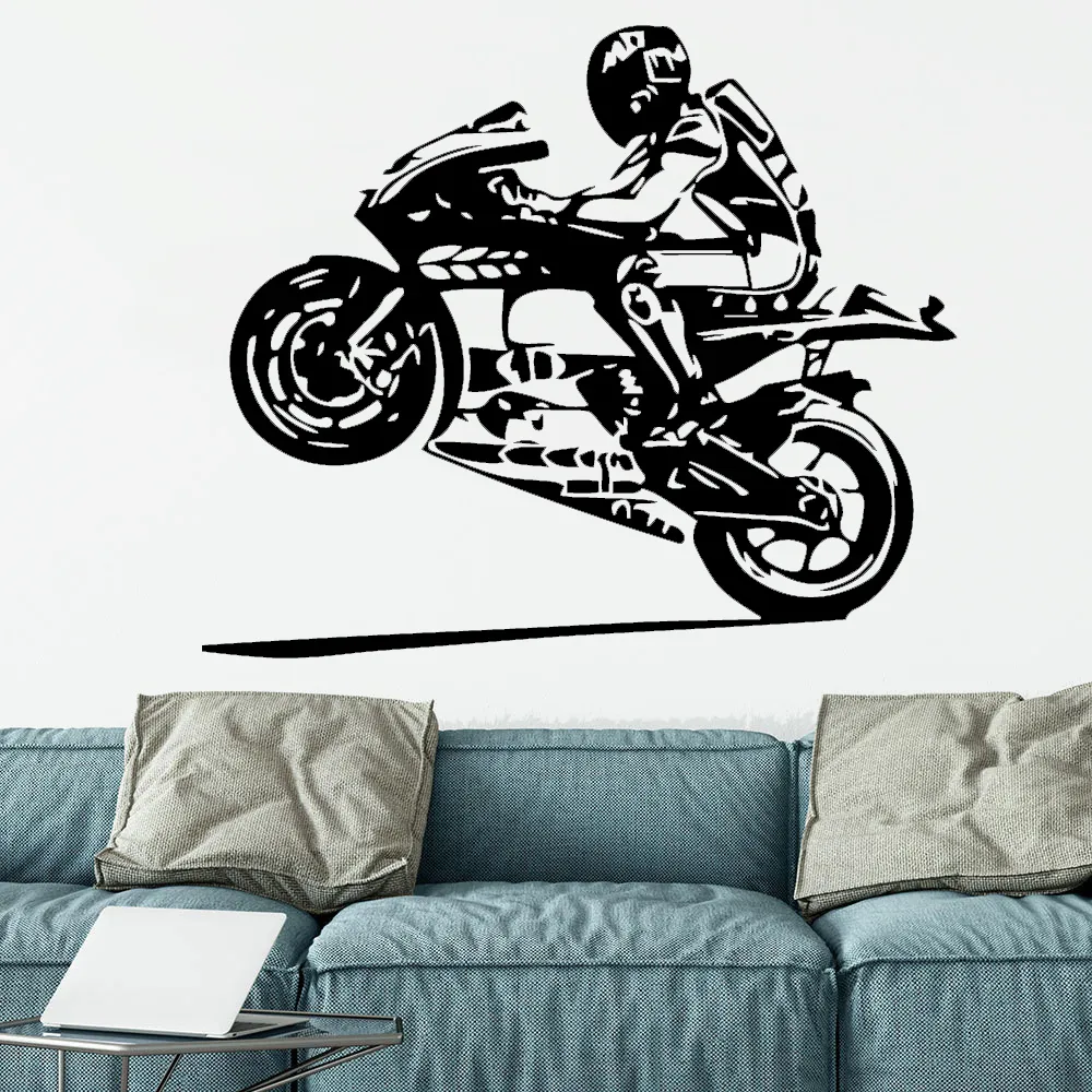 Motorradfahrer Wandaufkleber Helm Moto Gp Jugendliche Jungen Raumdekoration Aufkleber Wandtattoos Vinyl Home Art Mural