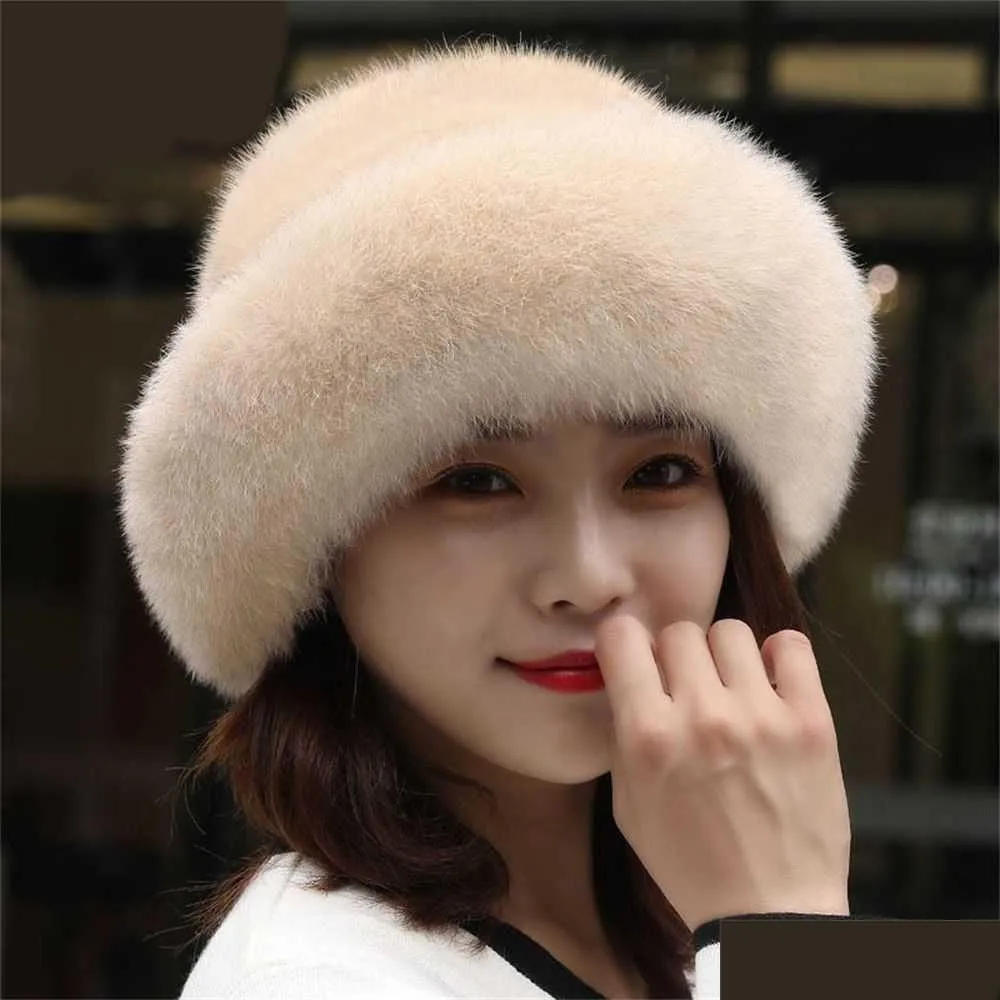 Beanie/Skull Caps Beanie/Skl Fashion Womens Furry Winter Faux Fur Brim Hat Berets Warm Cap T221020 Drop Delivery Accessories Hats Sc Dhemy