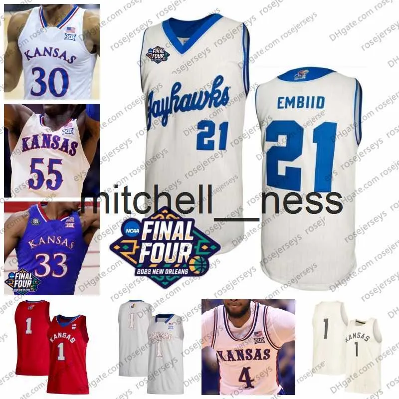 MIT8 Kansas Jayhawks Basketbol Forması Elmarko Jackson Ochai Agbaji David McCormack 2 Braun 21 Embiid 22 Wiggins 35 Azubuike Erkek Gençlik Çocuk Kid Final Four Retro Jers