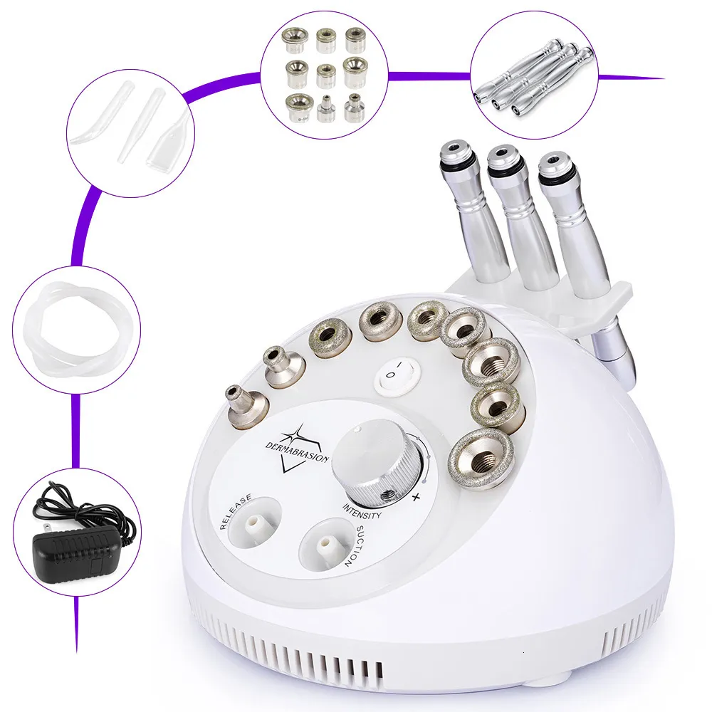 Outils de nettoyage Accessoires 3 en 1 Diamant Microdermabrasion Beauté Machine Dermabrasion Vide Rajeunissement de la Peau Points Noirs Supprimer Visage Peeling 230605