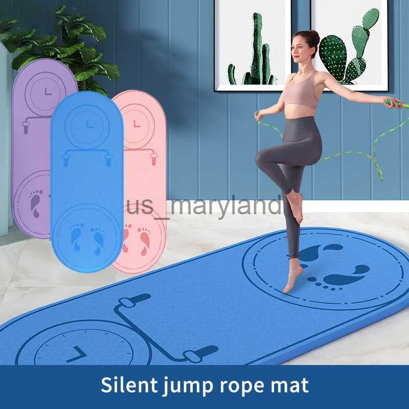 Yoga Mats 2022 New 6MM Thick Anti-Noise Jump Rope Mat for Pilates Quiet Exercise Sound Insulation and Shock Absorption Gym Mat J230506