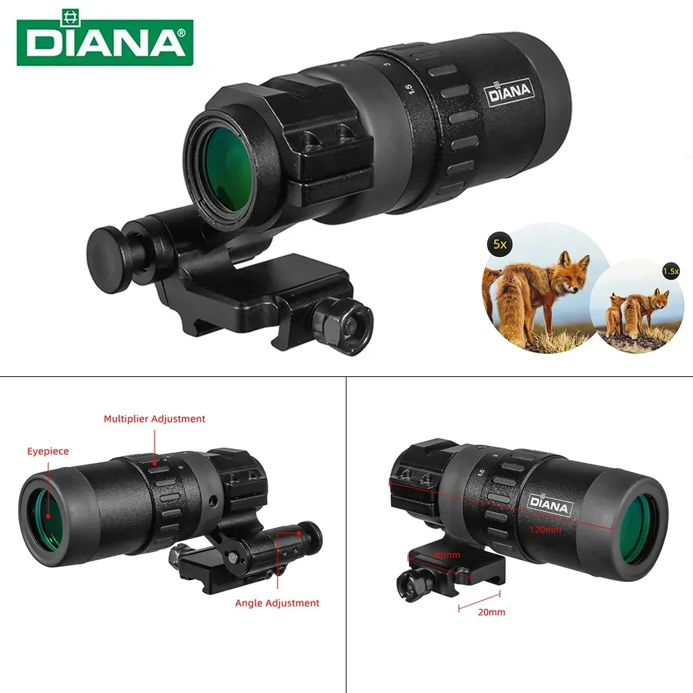 DIANA Hunting 1.5-5 Zoom Loupe Pour visée optique tactique Point rouge 3x 4x 5x Lunette de visée pour la chasse à la carabine