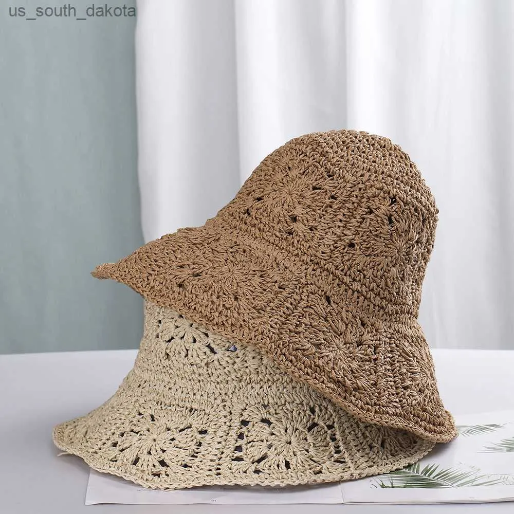 Womens Str Crochet Bucket Hat UV Protection Sun Visor  display picture 1