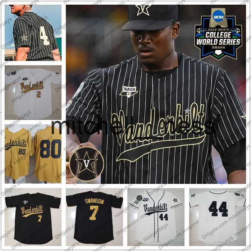 Mit8 Custom 2021 Vanderbilt Commodores Baseball Swanson 8 Isaiah Thomas 16 Martin 22 Jack Leiter 51 Bradfield Jr 80 Rocker CWS Hommes Maillot Jeunesse