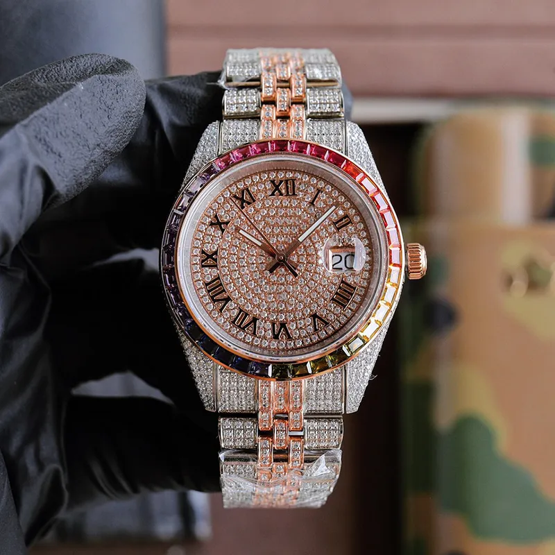 Reloj Rolesx Diamond Watch Mens Watch Rainbow Sapphire Automatic