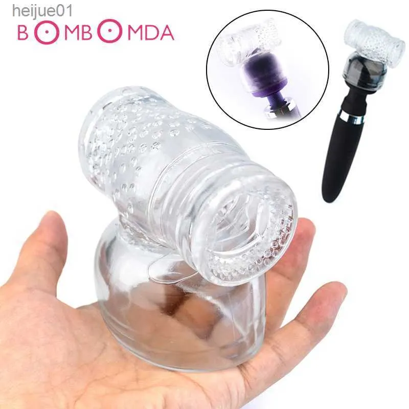 Transparent Magic Wand Headgear AV Stick Attachment Vibrator Accessories Penis Masturbation Sleeve Adult sexy Toys for Men Male L230518