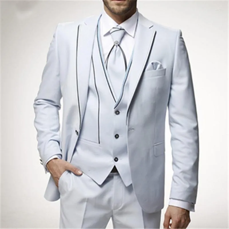 Men's Suits Ivory Satin Blazer Trousers Italian Men 3Pcs(Jacket Pants Vest Tie)Prom Tuxedo Party Wear Slim Fit Groom Custom Made