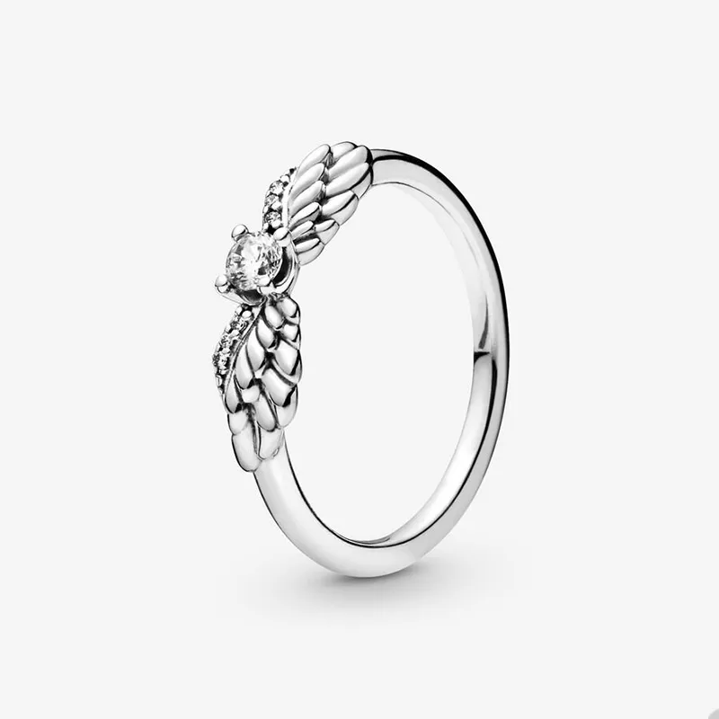 Funkelnder Engelsflügel-Paarring für Pandora, authentischer Party-Schmuck aus Sterlingsilber, Designer-Ringe für Damen und Herren, Kristall-Diamant-Ehering mit Originalverpackung