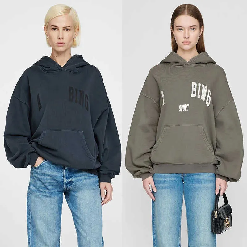 En Bing Women Designer AB Hoodie Letter Print Wash Water Stir Fry Brand Annie Sweatshirt Snöflinga Löst Pullover Aniner Kvinna Tröja 5771