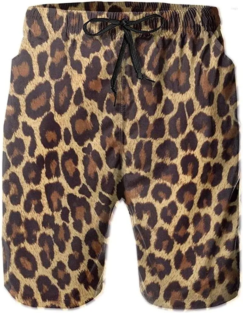 Mäns shorts Herr coola cheetah leopard tryck badstammar snabba torr semester strandbräda baddräkter med nätfoder