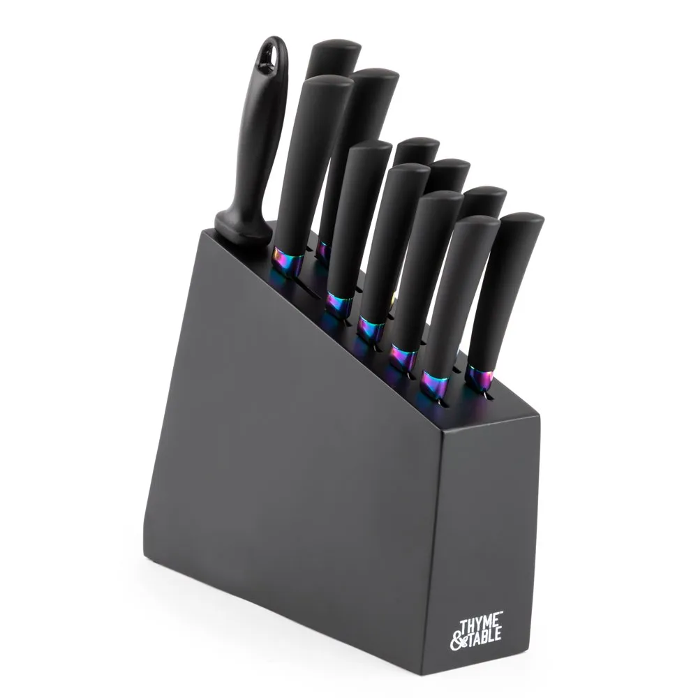 Thyme Table Knife Block Set, Rainbow Blades From Hmkjhome, 59.71