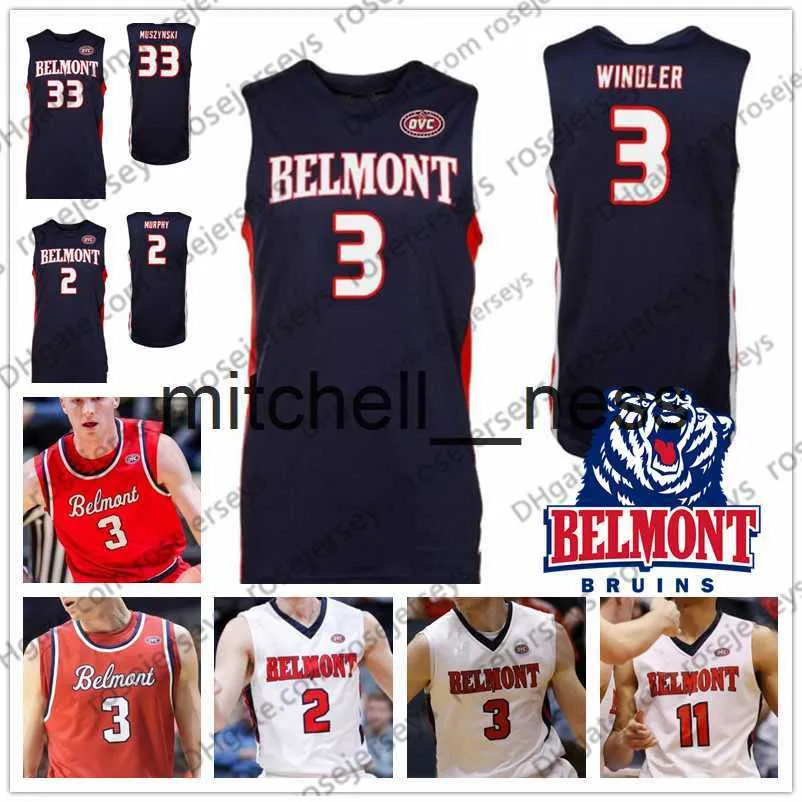 Mit8 Custom Belmont Bruins College Basketball Any Name Number Navy Blue White Red 3 Dylan Windler 33 Nick Muszynski Men Youth Kid NCAA Jersey